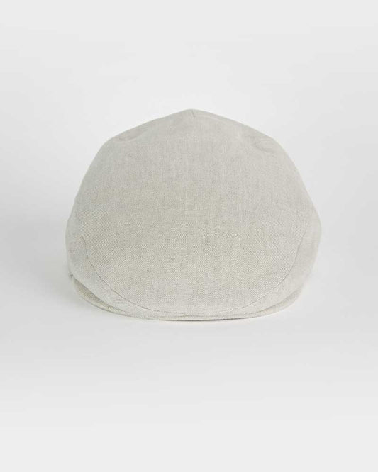 Cream Linen Flat Cap
