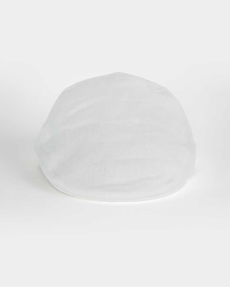 Plain White Linen Flat Cap