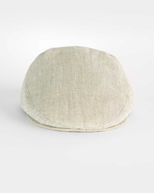 Plain Cream Linen Flat Cap