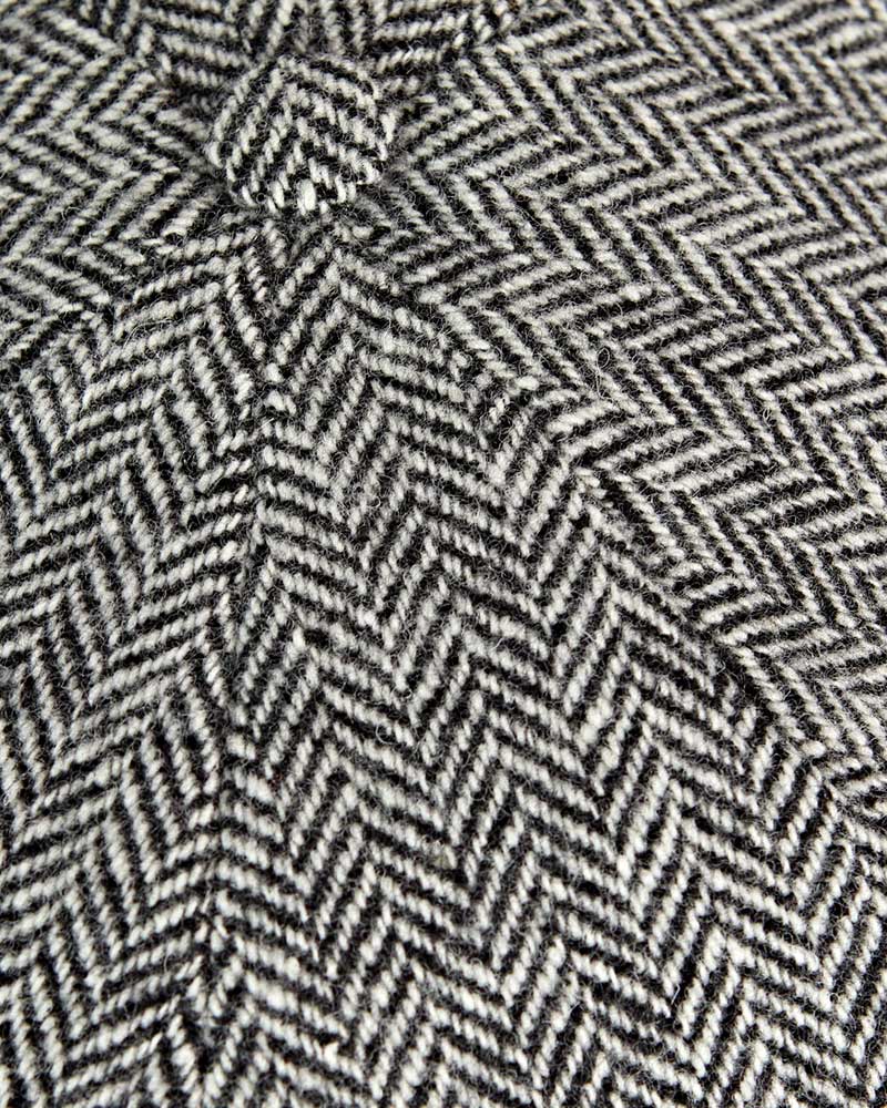 Black & White Herringbone Wool Toni Cap