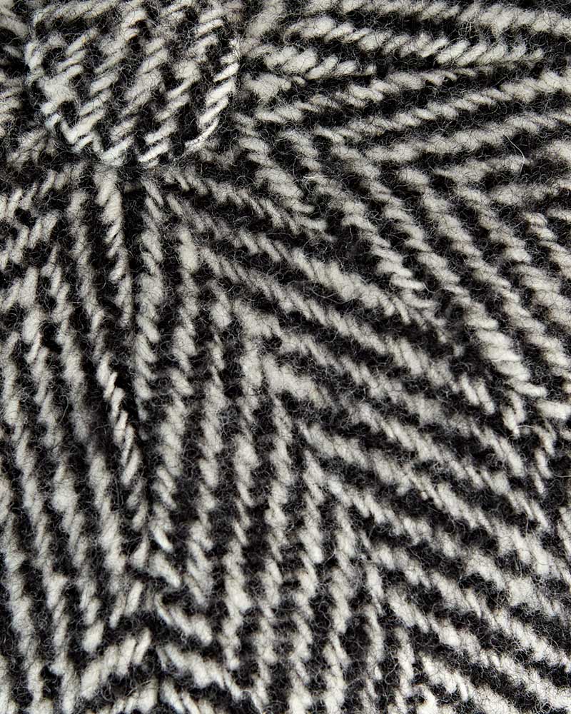 Black & White Wool Herringbone Gatsby Cap