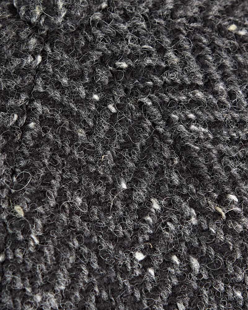 Black & Grey Heavyleight Herringbone Donegal Tweed Woollen Gatsby Cap