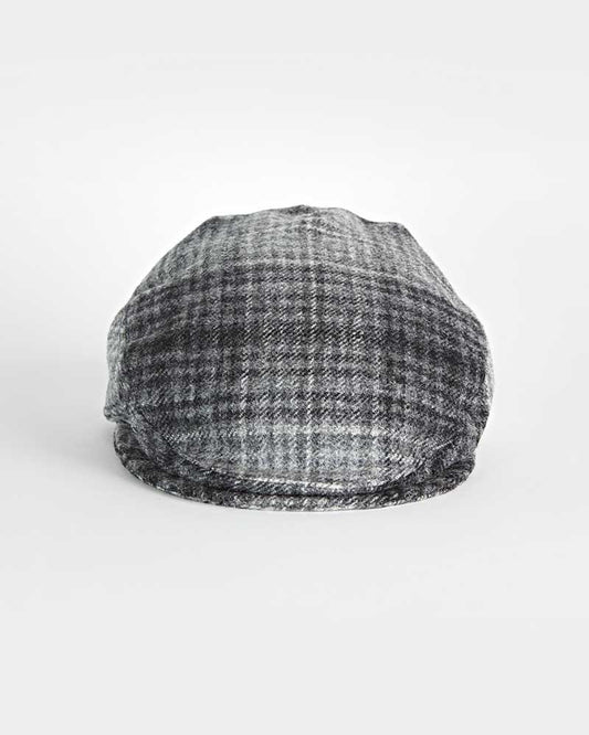 Grey & Black Cove Check Made In England Wool Flat Cap