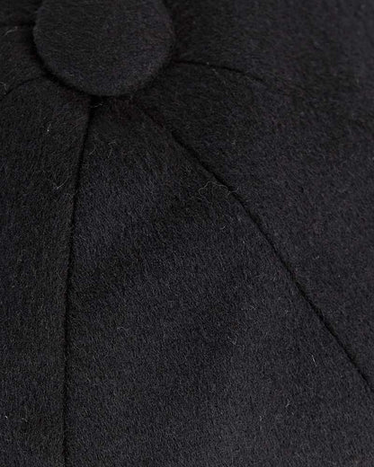 Plain Black Loden Wool Made In England Gatsby Cap