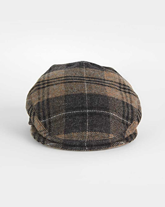 Black & Beige Check Wool Made In England Flat Cap