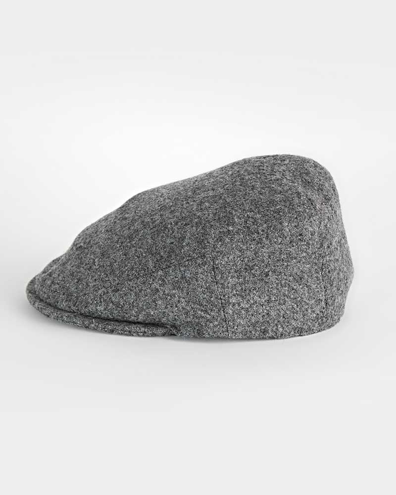 Mid Grey Twill 100% Wool Made In England Flat Cap