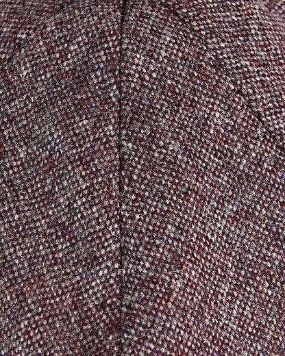 Wine & Grey Plain Weave 100% Wool Made In England Gatsby Cap