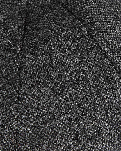 Dark Grey Plain Weave 100% Wool Made In England Gatsby Cap