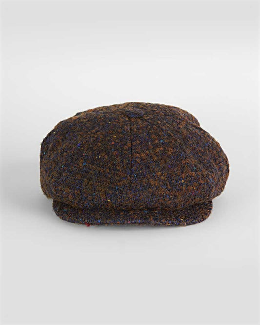 Brown Large Pick & Pick Donegal Tweed Pure Wool Gatsby Cap
