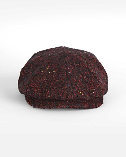Red Large Pick & Pick Donegal Tweed Pure Wool Gatsby Cap