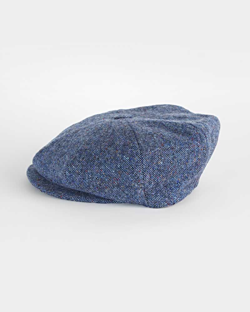Blue Pick & Pick Donegal Tweed Wool Gatsby Cap