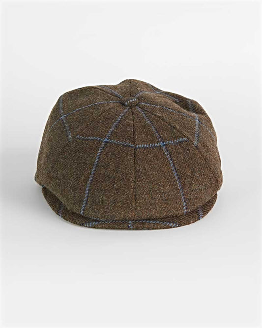 Brown With Large Gold Check 100% Wool Toni Cap