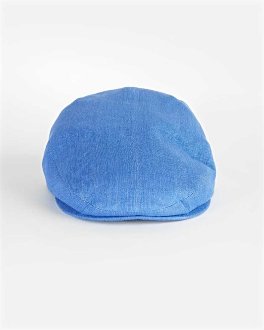 Denim Blue 100% Linen Flat Cap