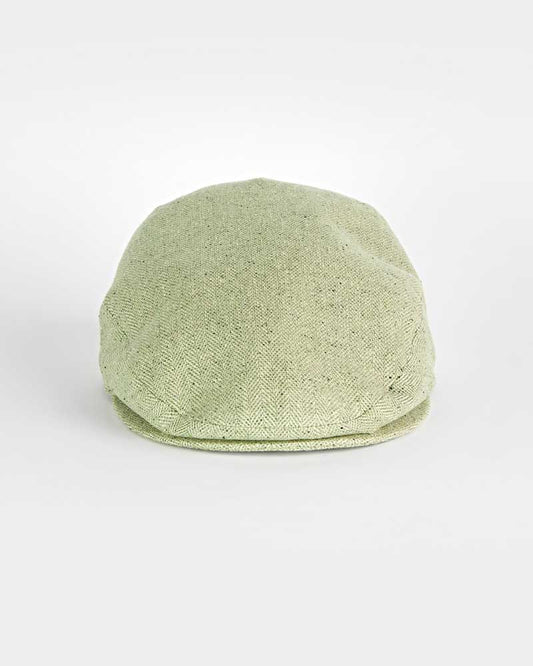 Olive Herringbone 100% Silk Flat Cap