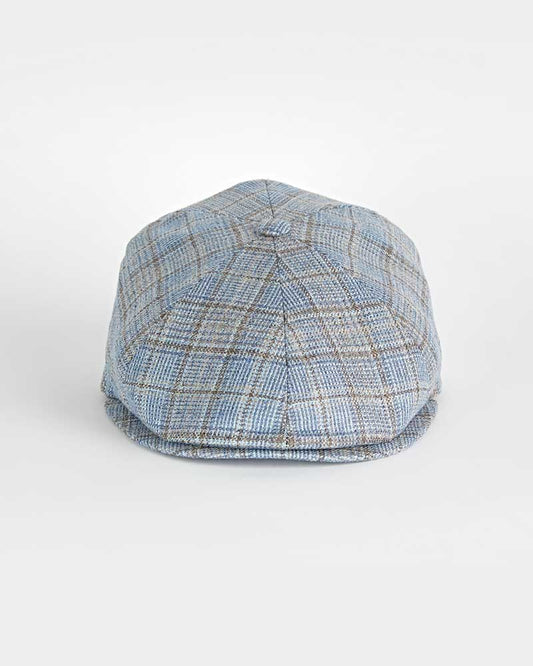 Blue With Brown Check Silk & Wool Toni Cap
