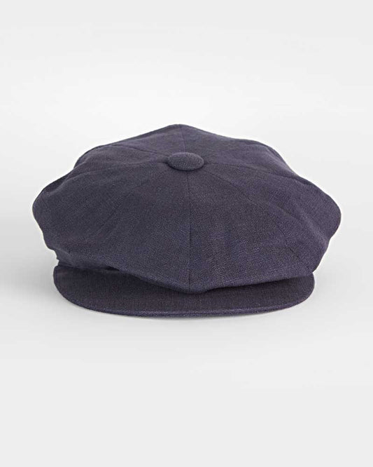 Plain Navy Linen Gatsby Cap