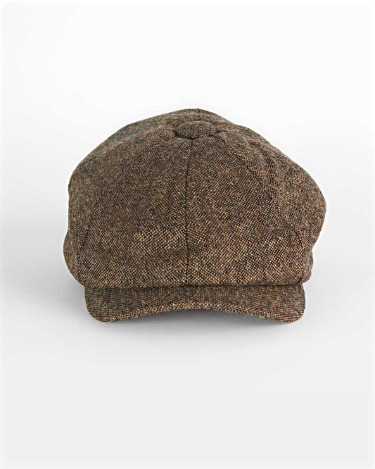 Country Brown Plain Weave 100% Wool Made In England Gatsby Cap