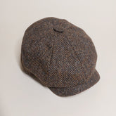 Country Brown Herringbone 100% Wool Made In England Gatsby Cap