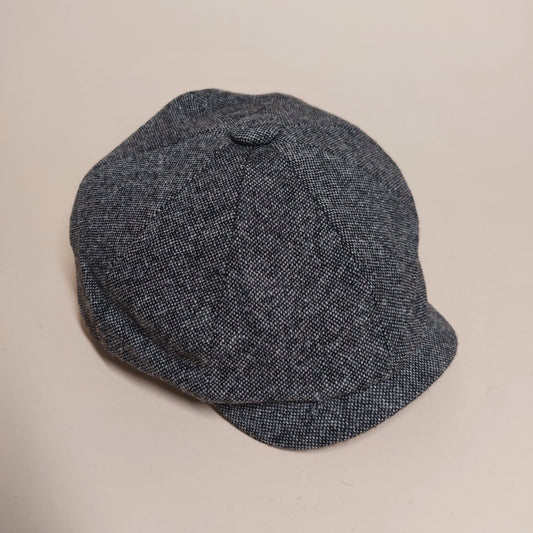 Black & White Plain Weave 100% Wool Made In England Gatsby Cap