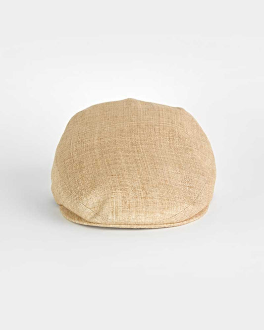 Plain Tan 100% Linen Flat Cap