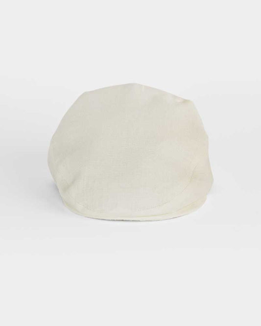 Plain Cream 100% Linen Flat Cap