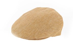 Tan Herringbone Linen Flat Cap