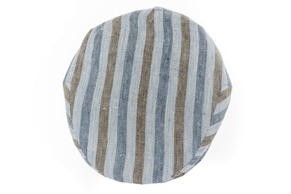 Blue Oxford Stripe Cotton Flat Cap