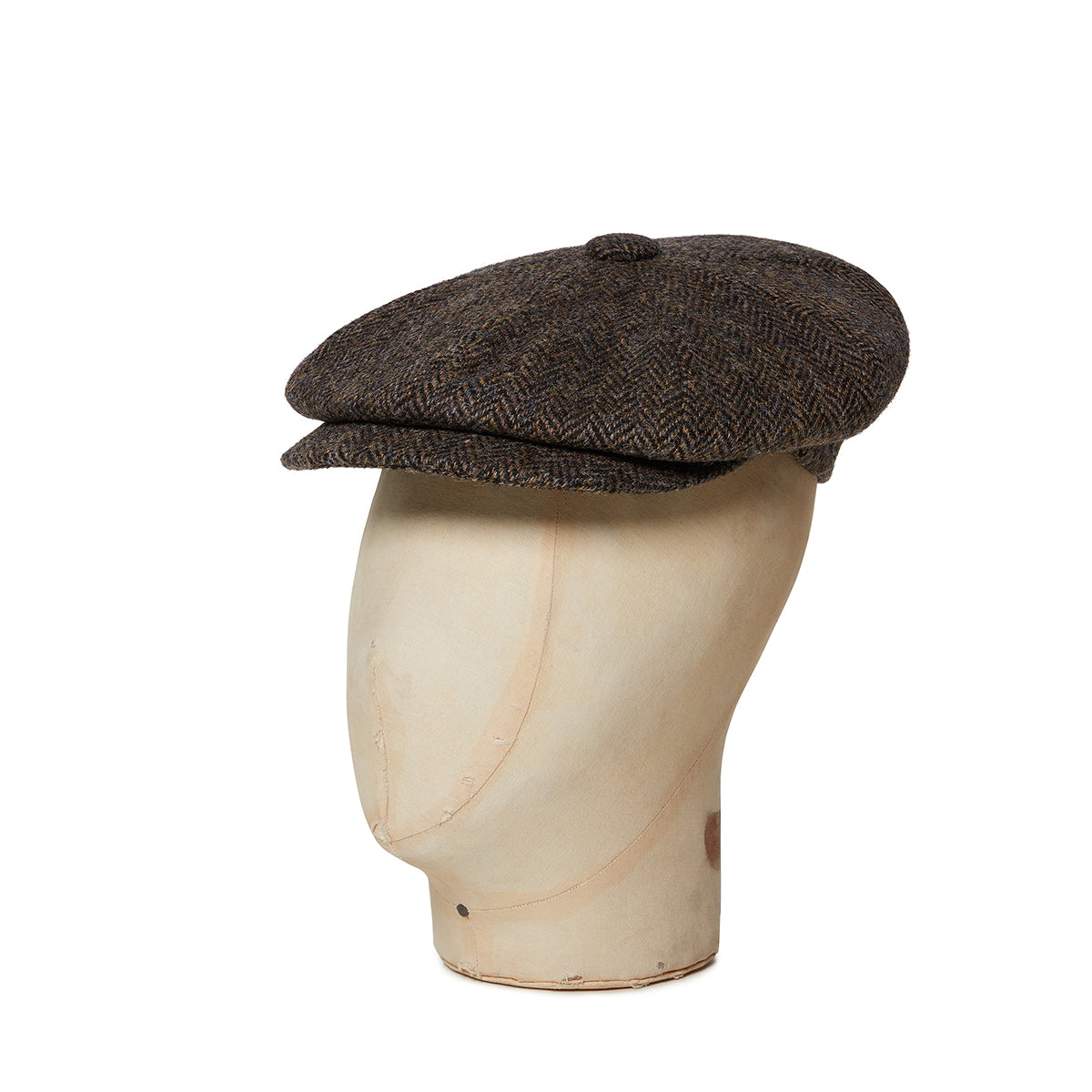 Brown Herringbone Gatsby Cap