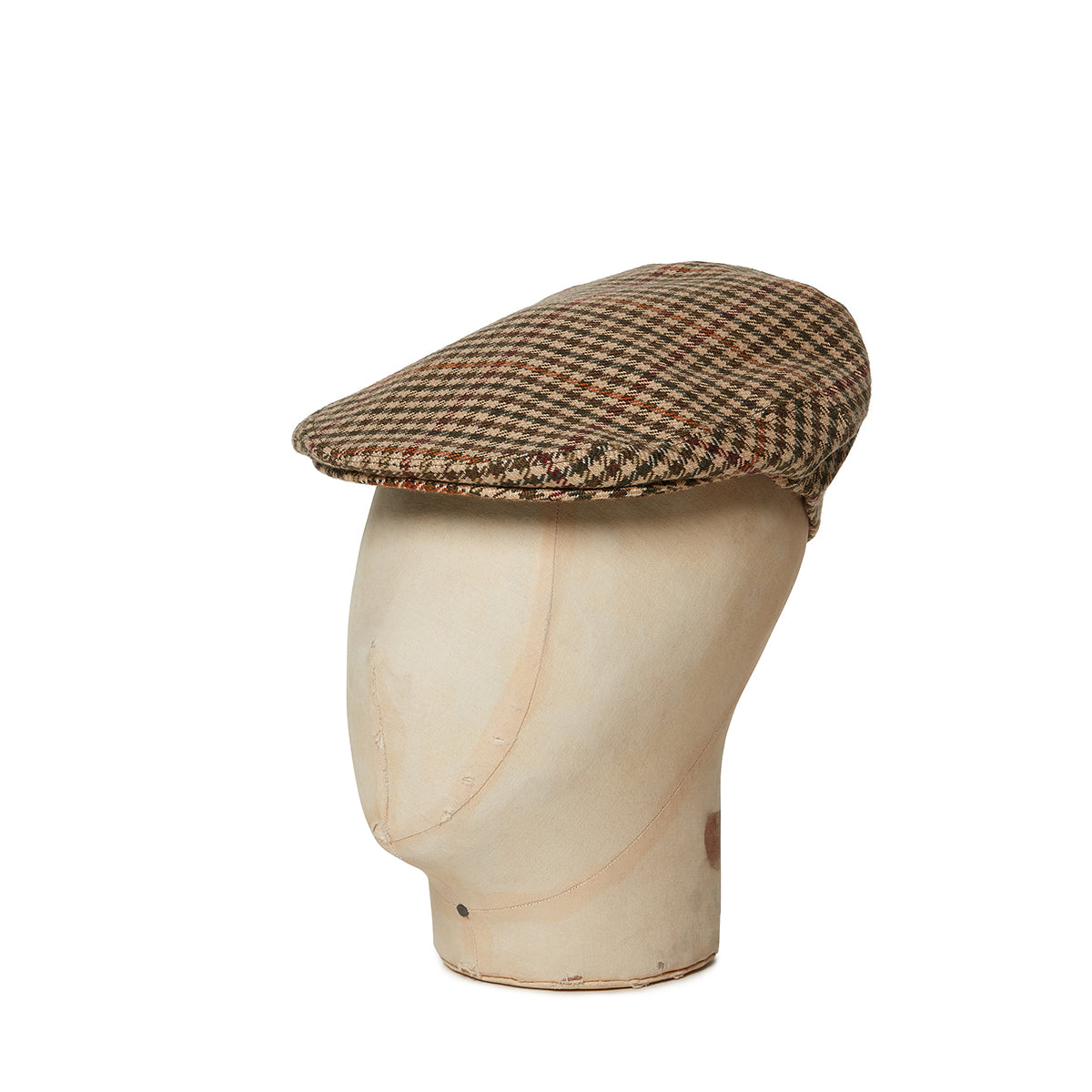 Cream, Green, Red & Yellow Houndstooth Check Flat Cap