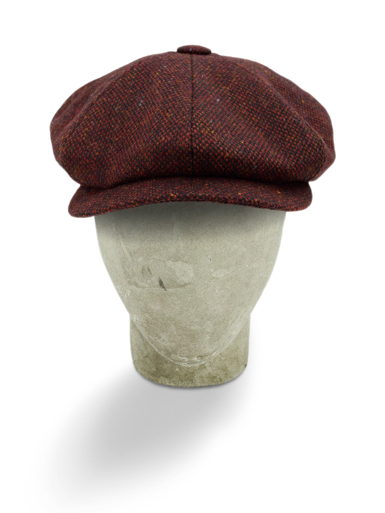 Red Mottle Woollen Herringbone Gatsby Cap