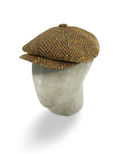 Brown Herringbone Wool Gatsby Cap