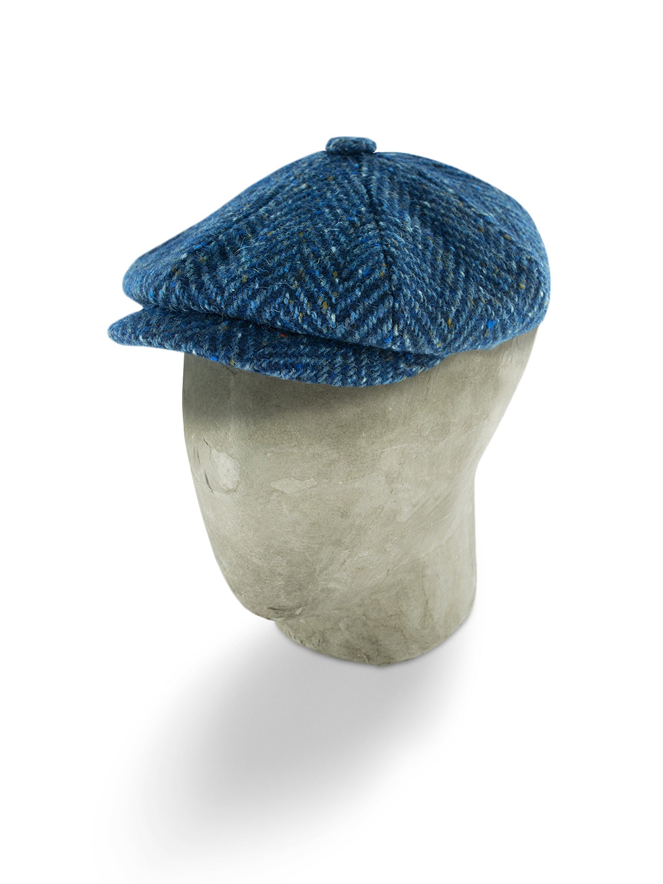 Navy & Blue Herringbone Wool Gatsby Cap