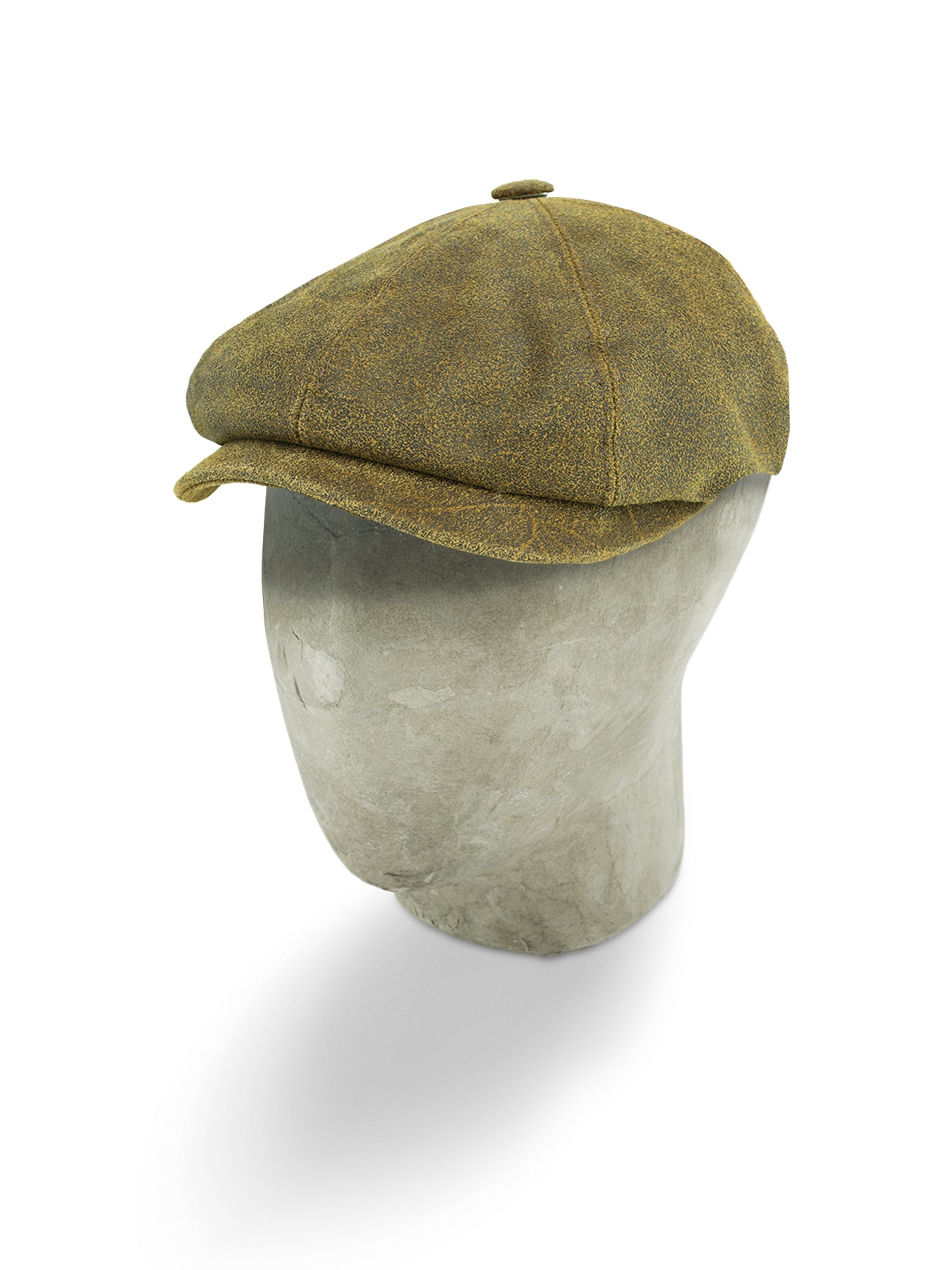 Distressed Brown Leather Gatsby Cap
