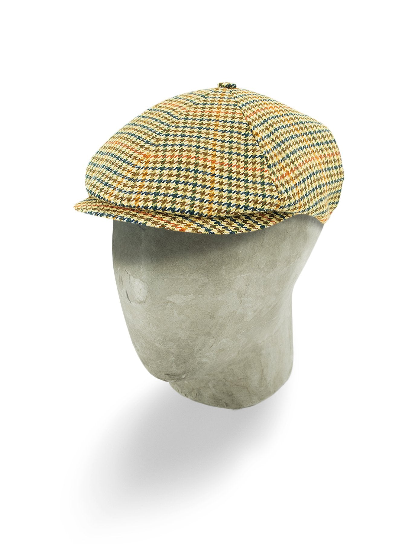 Cream, Blue & Red Wool Houndstooth Toni Cap