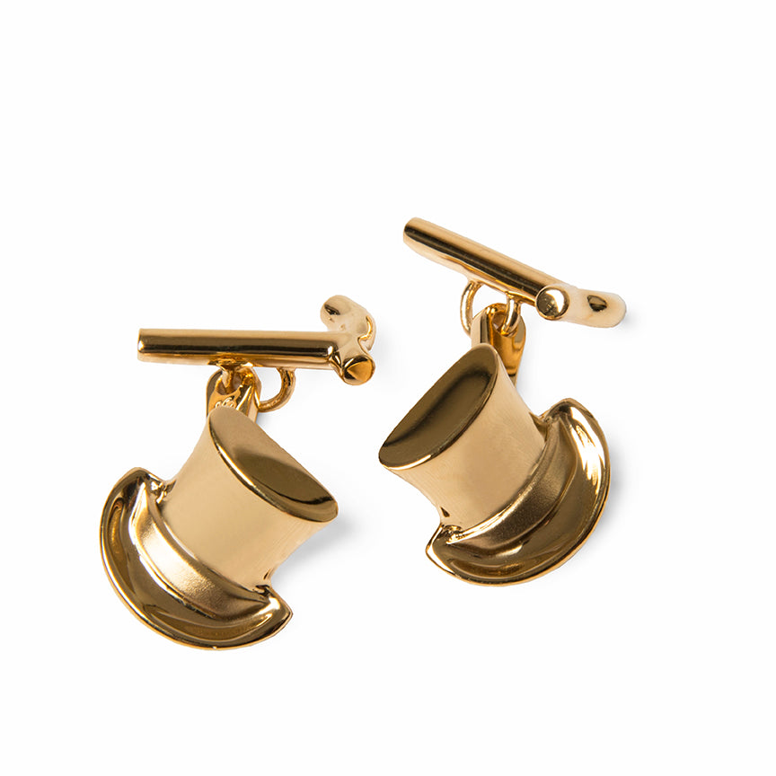 Gold Plated Top Hat & Cane Cufflinks